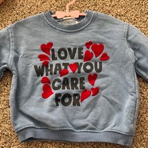 Zara Blue Kids Sweatshirt with Red Heart Design